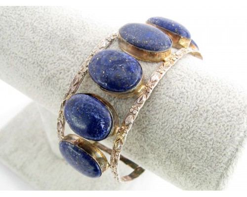 Винтажный cuff браслет с лазуритом