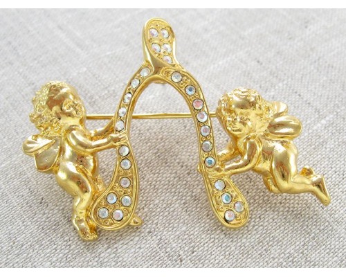 Винтажная брошь Lucky Wishbone от Kirks Folly