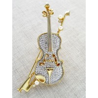 Винтажная брошь «Скрипка» от Swarovski