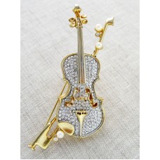 Винтажная брошь «Скрипка» от Swarovski