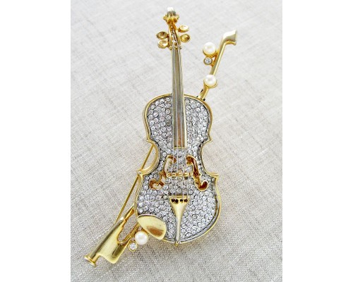 Винтажная брошь «Скрипка» от Swarovski