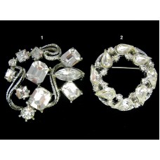 Винтажные броши с прозрачными кристаллами на выбор
