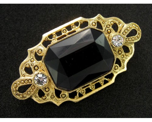 Винтажная брошь с черной вставкой от 1928 Jewelry Company