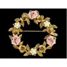 Винтажная брошь «Веночек с розами» от 1928 Jewelry Company