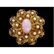 Винтажная брошь – кулон «Цветок с опалитом»