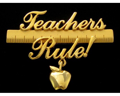 Винтажная брошь «Teachers rule» от Jonette Jewelry (JJ)
