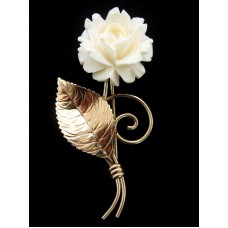 Винтажная брошь «Роза ivory» 1/20 12K Gold Filled