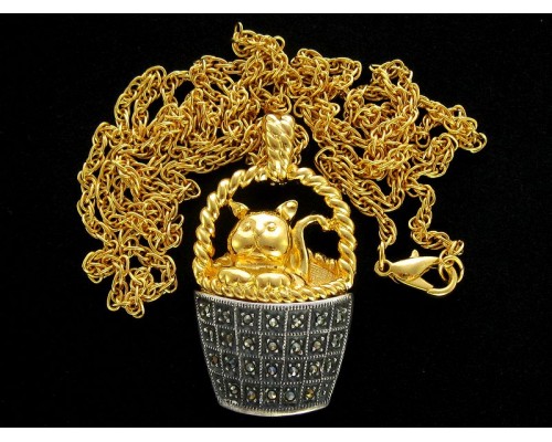 Винтажная цепочка с подвеской – котом от Jonette Jewelry (JJ)