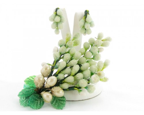 Винтажный сет (брошь и клипсы) «Ballotini beads»